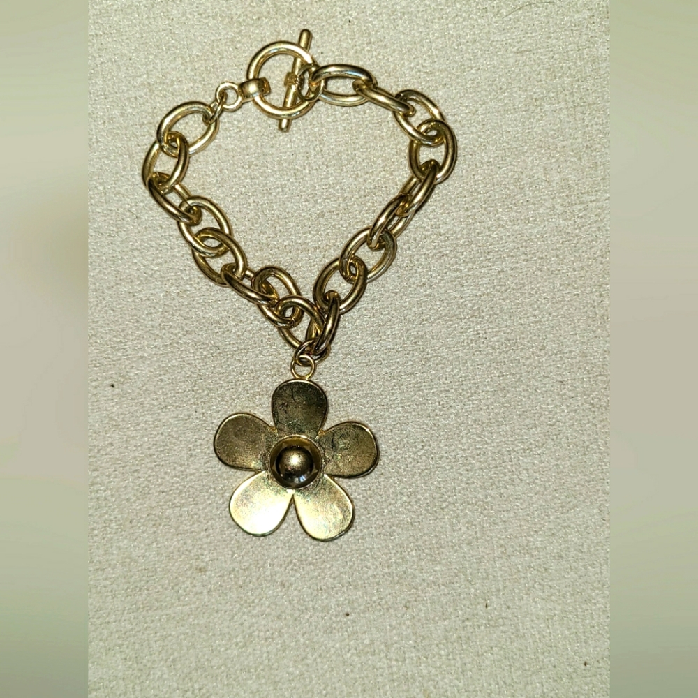 Marc Jacobs Designer Gold Flower Chain link Bracelet